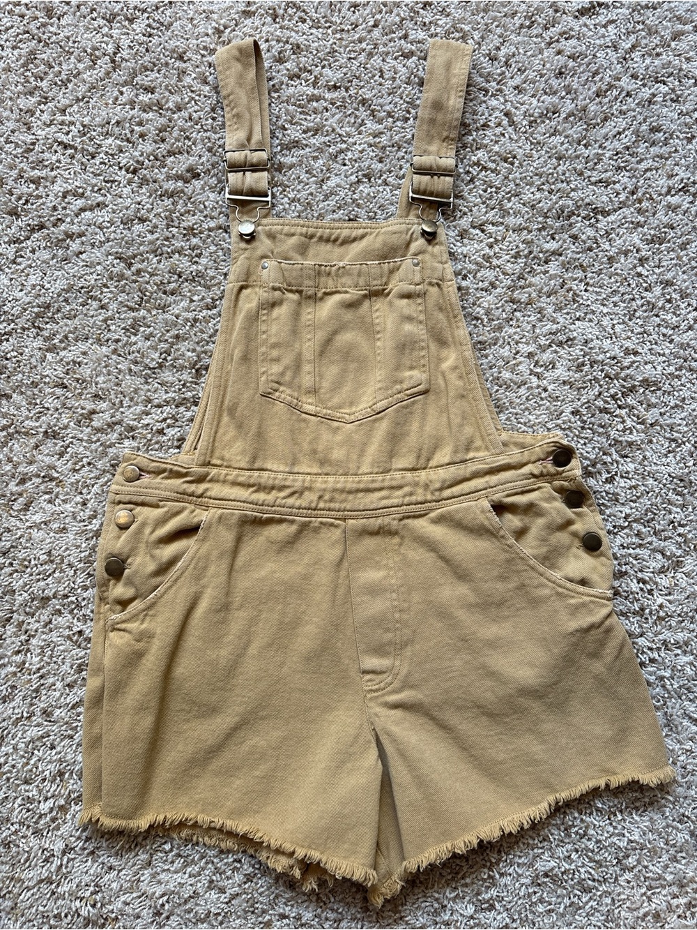 Anthropologie Pilcro Wanderer Short Overalls Shortalls Size 27 in Honey/Wheat